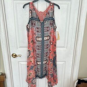 Pink Asymmetrical V-Neck Sundress for Casual Wear